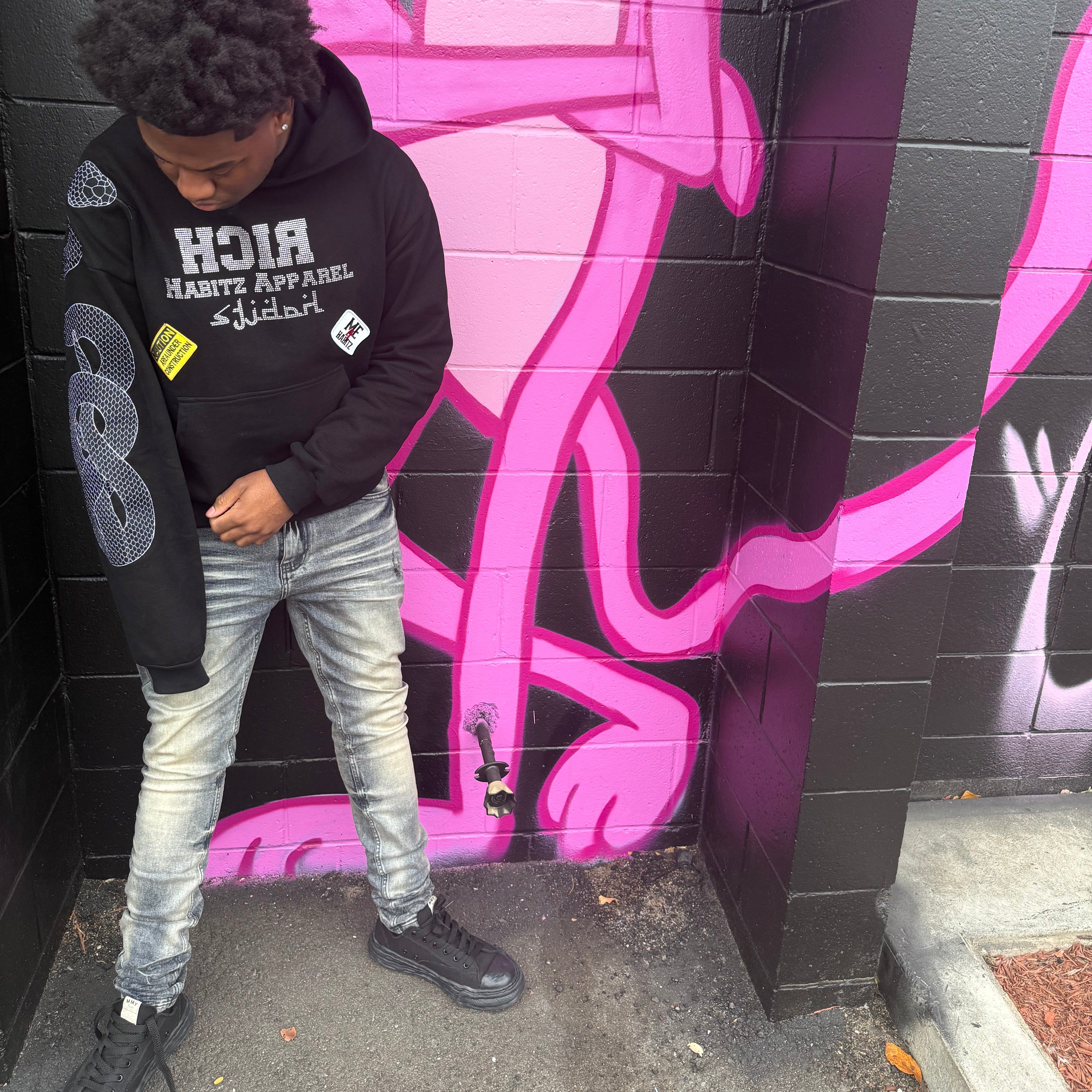 (Black)"ME 4 Habitz" Hoodie